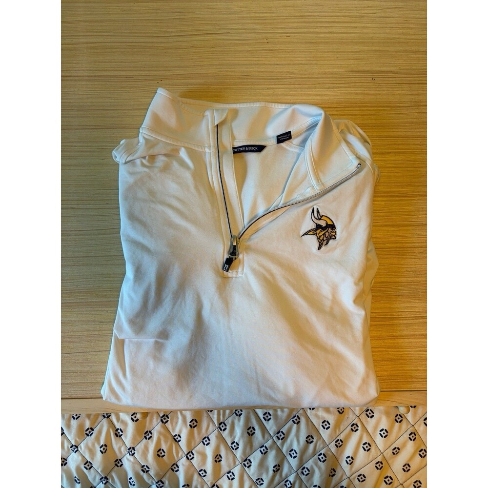 Cutter & Buck Minnesota Vikings Quarter Zip Pullover Women’s Small White NFL - Picture 2 of 4